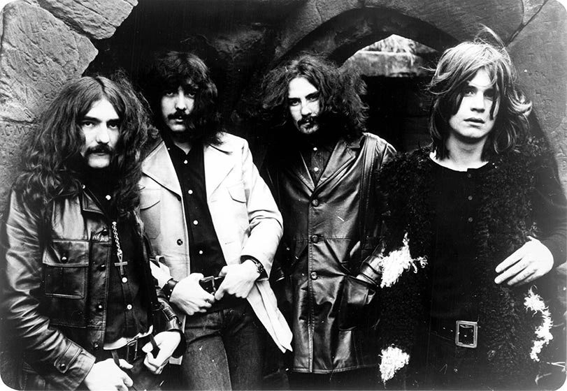 Posed picture of Black Sabbath band featuring Ozzy Osbourne
