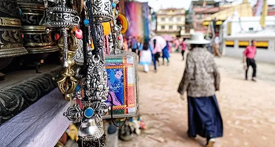 Street shop selling curios in what looks like Nepal